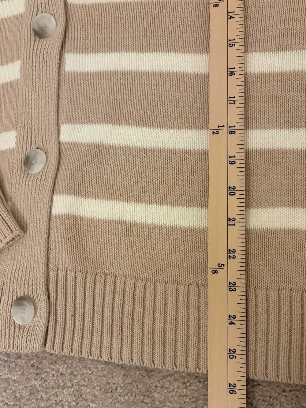 Striped V-Neck Cardigan Sweater in Beige Tan and Cream NWT Size 3X 24W-26W - Picture 9 of 15